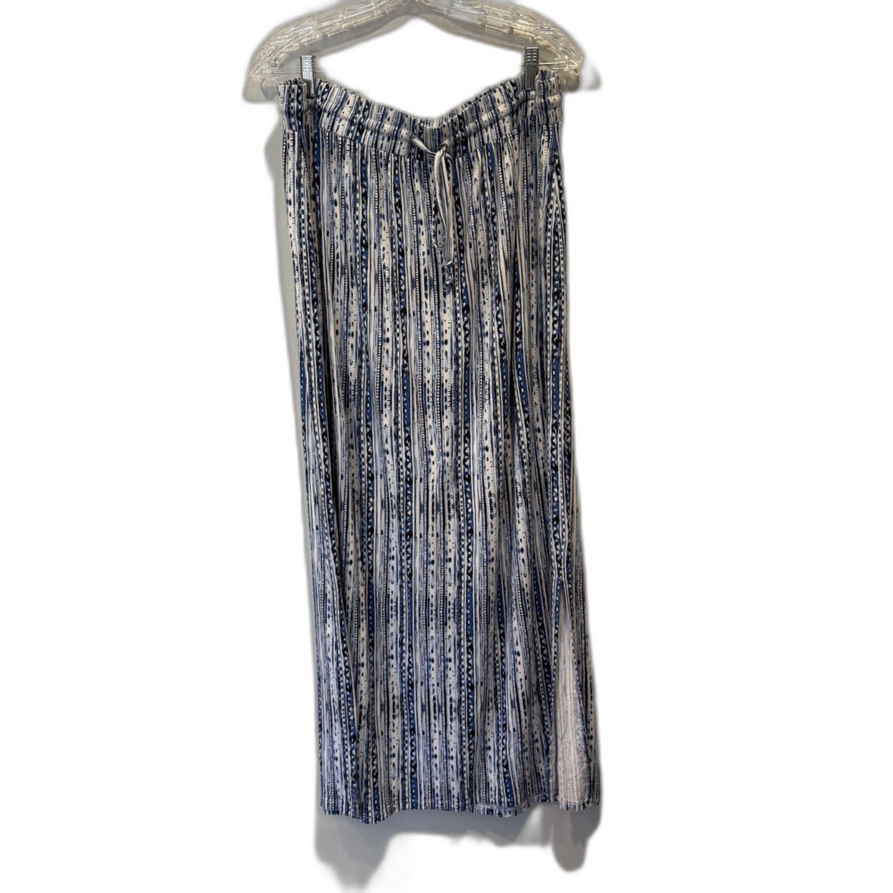 Cato Maxi Skirt Blue White Stripe Drawstring Boho Stretch Artsy Women sz 22/24W